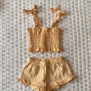 Orange Gingham Top and Shorts Set